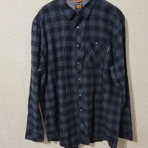 Timberland Pro, Original Fit, Xxlt Flannel, Navy Blue& Black Plaid, Longsleeve